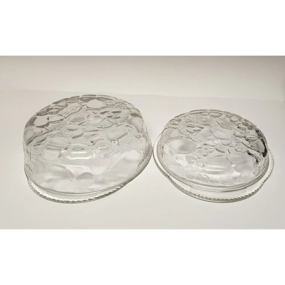 Libbey Orchard Fruit Clear Glass 3Qt Round Casserole Baking Dish & Pie Plate Lid
